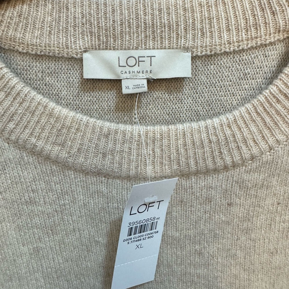LOFT Cashmere Crewneck Sweater in Beige/Cream